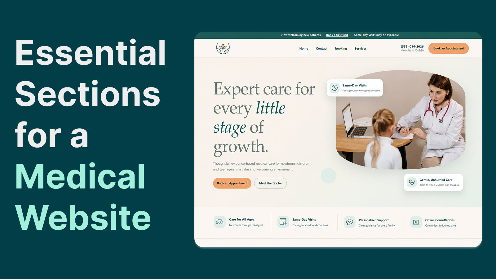 essential sections medical website